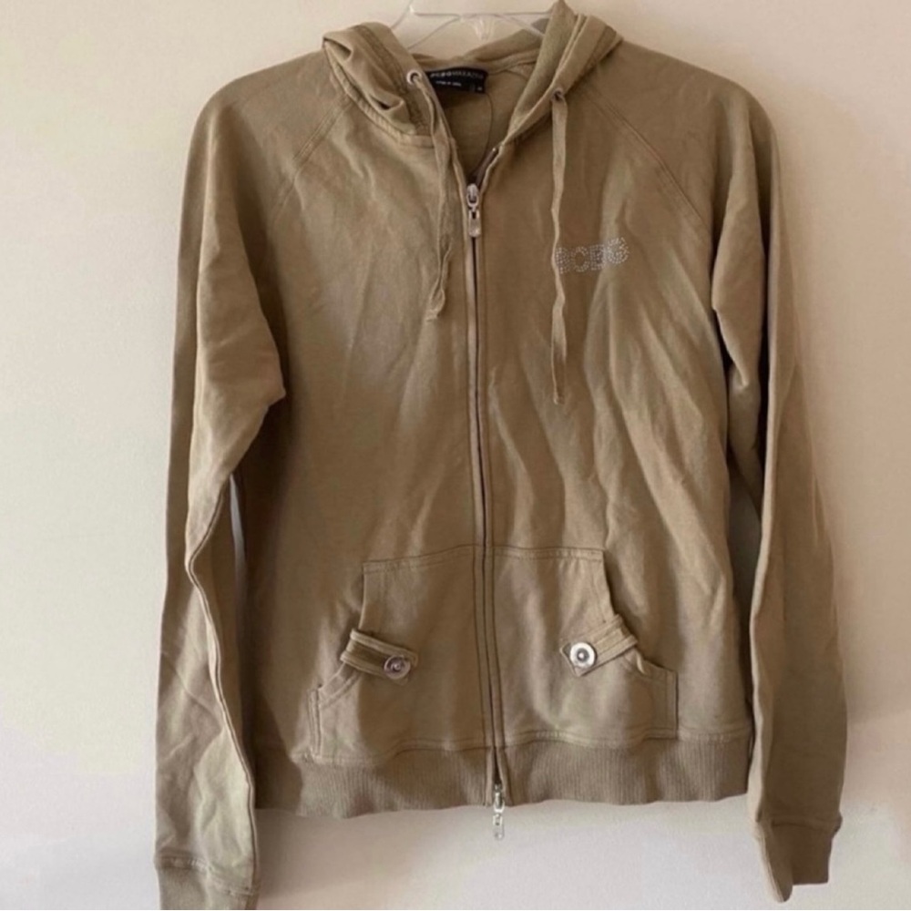 BCBGMaxAzria Stylish Zip Up Beaded Hoodie